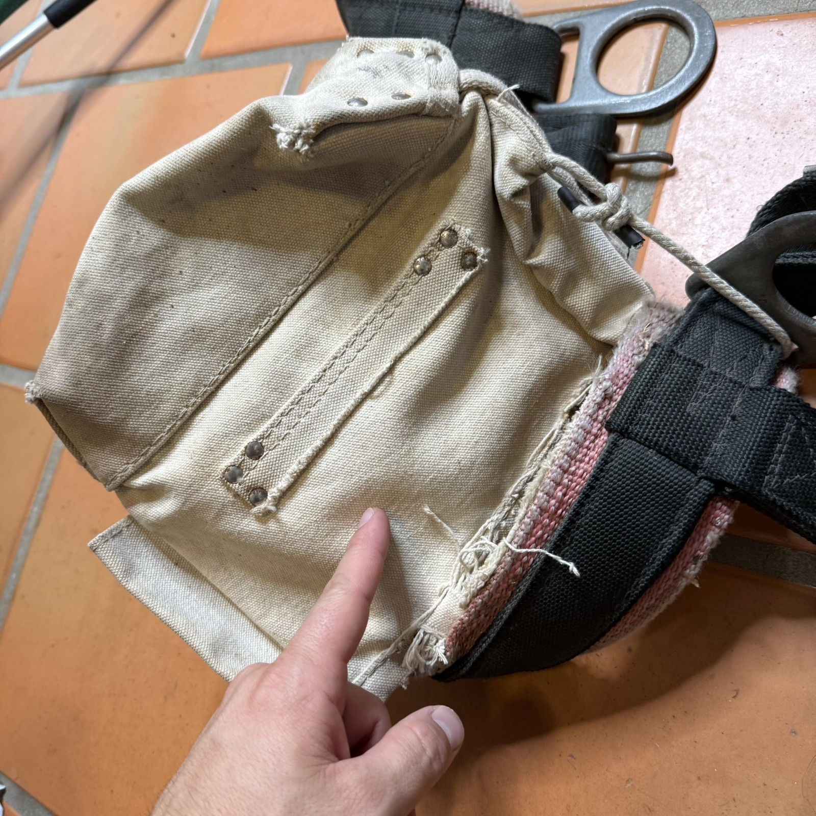 Tool Belt with Klein Tools 5416T Bolt Bag Canvas Tool Pouch Iron Steel Worker