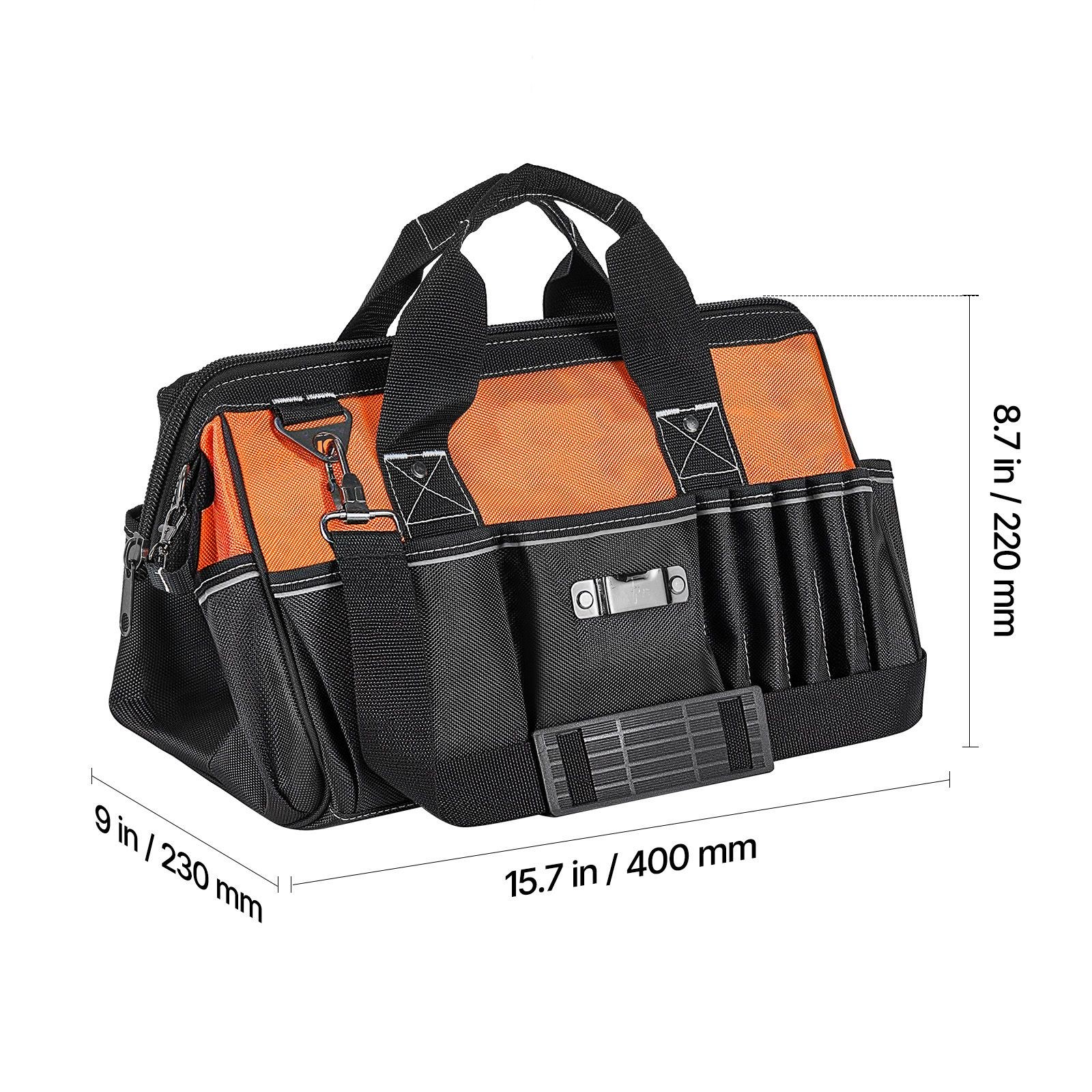 33 Pocket Tool Bag 15.7in 1680D Polyester Organizer with Power Tool Compartment