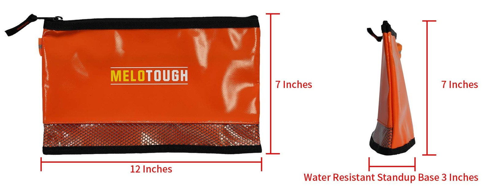 12 Inch Zipper Tool Pouch Multipurpose Small Bag Carry Case Black Orange