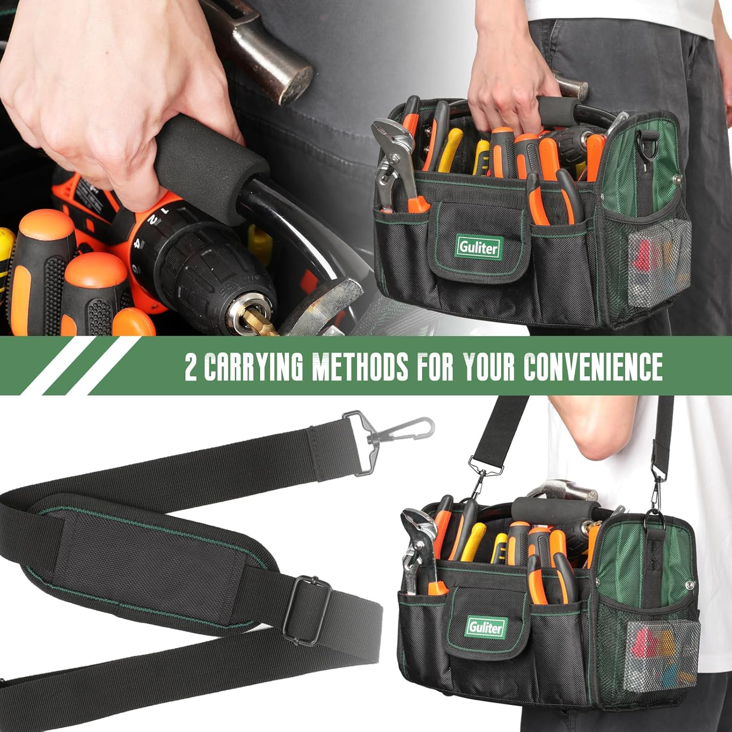 11 Inch Small Tool Bag Open Top Tool Tote with Stainless Steel Handle Adjustable