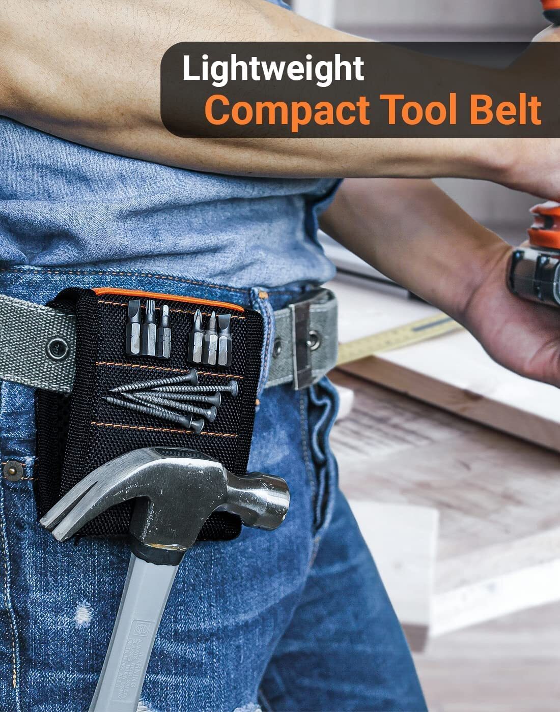 Magnetic Wristband Tool Belt with 8 Magnets to Hold Screws,Black