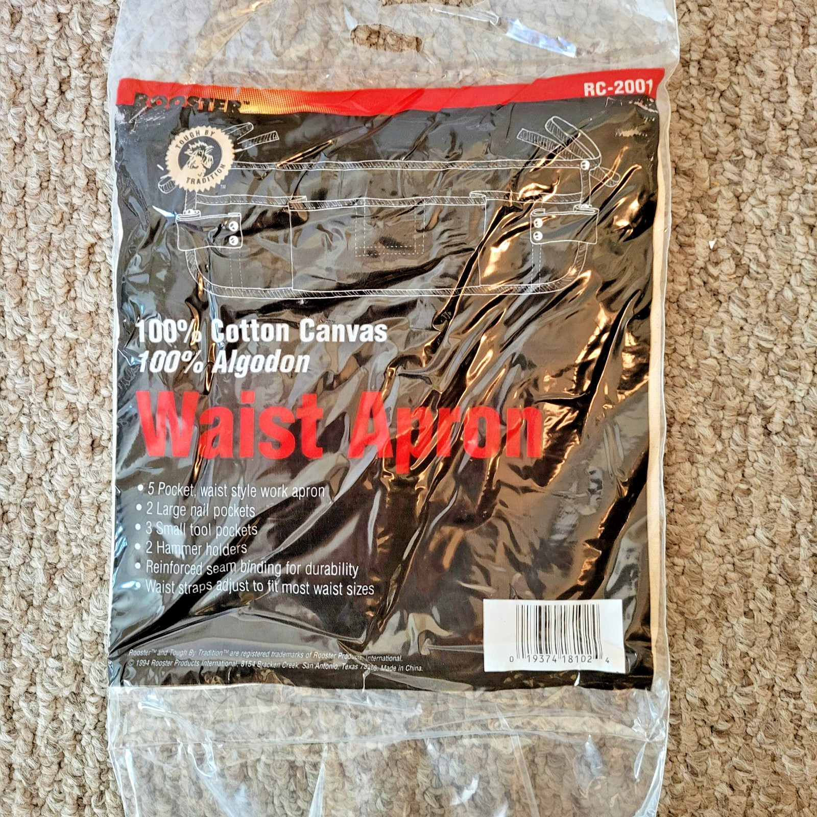 Rooster Tough by Tradition 100% Cotton Canvas Waist Apron 5 Pocket NIP