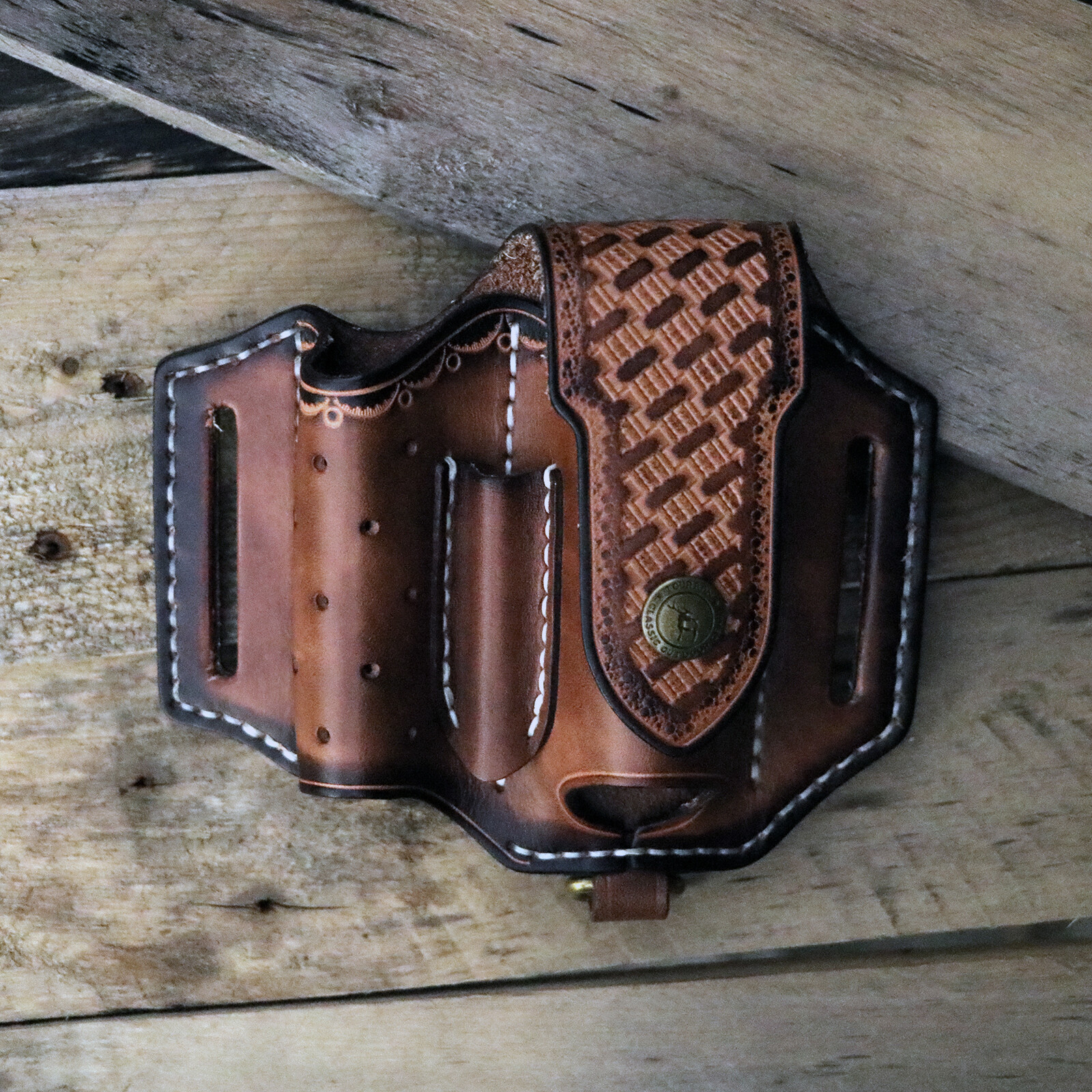 Leather 4 in 1 Knife Sheath EDC Pliers Belt Holder Pouch Multitool Case