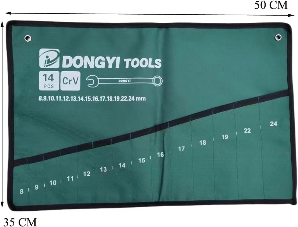 2 Pack Wrench Roll up Pouch Wrench Set Roll Organizer 14 Pocket Slot Canvas Tool