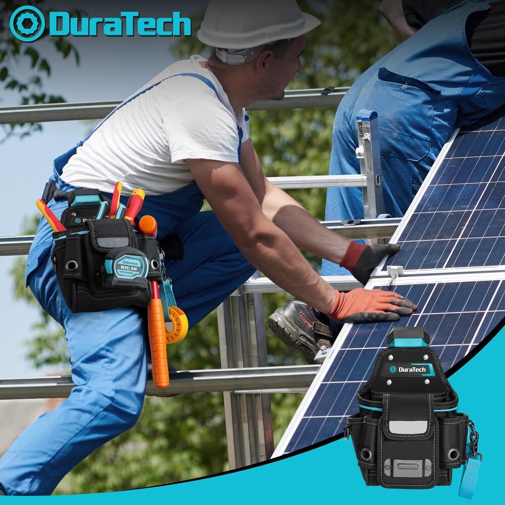 DuraTech Large Capacity Tool Pouch w/Belt Clip Electrician Tool Pouch 7 Pockets