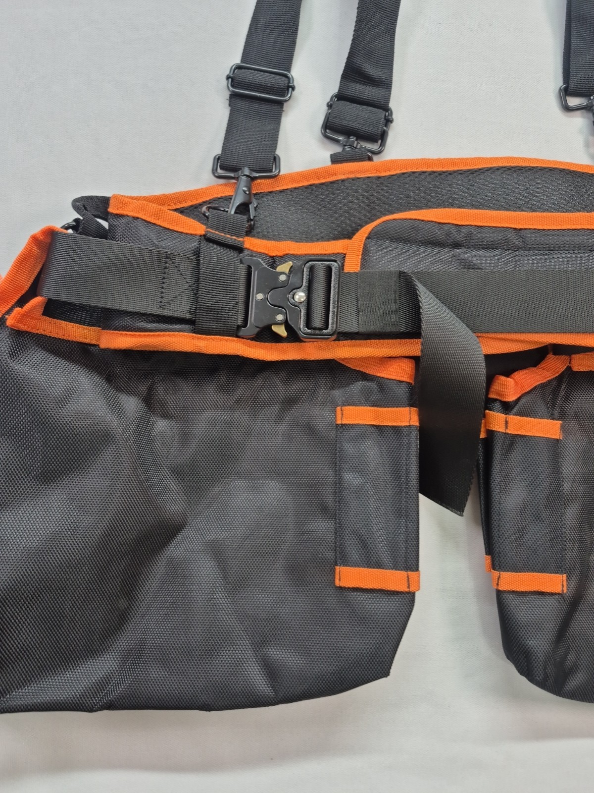 Mydays Outdoor Black Orange Pockets Adjustable Harness Tool Belt And Suspenders