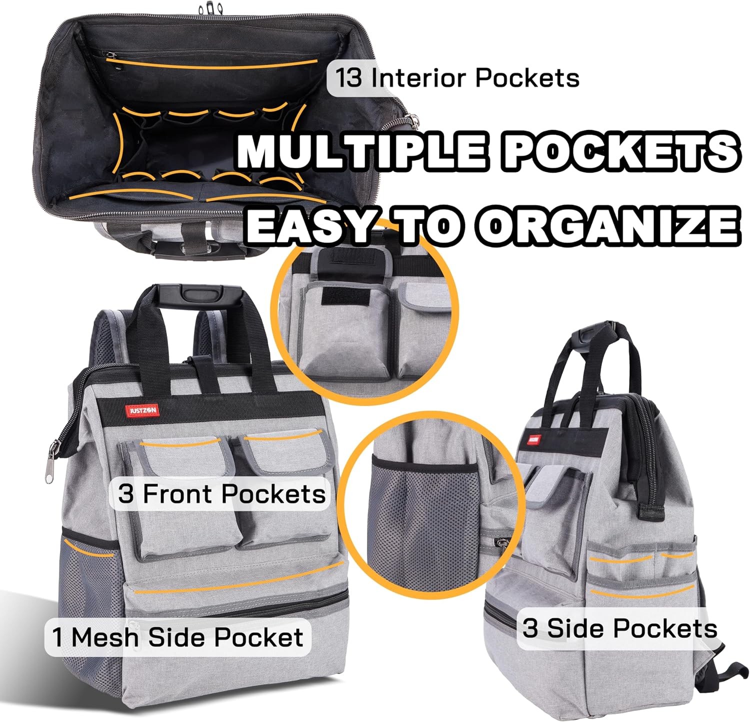 Heavy Duty Backpack Tool Bag For Electrician Plumber