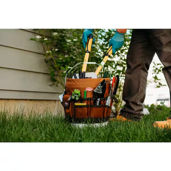 Bucketeer 5 Gal. Bucket Tool Organizer in Brown, 600D poly fabric