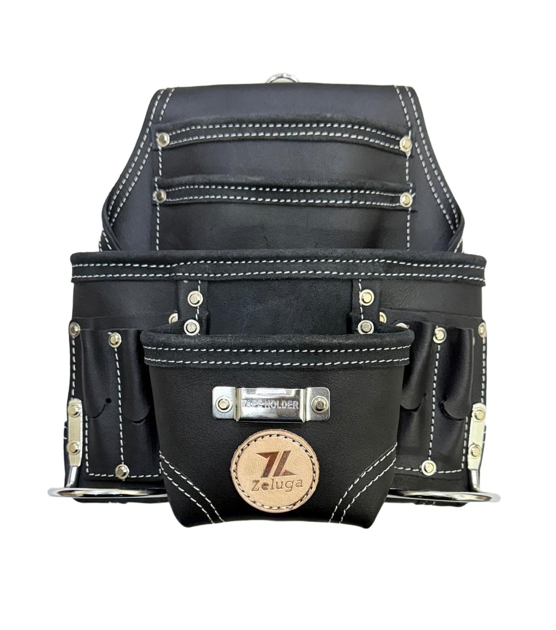1 PCS 20117 Black 10 Pocket Rigger Heavy Duty Leather Tool Bag Pouch Belt