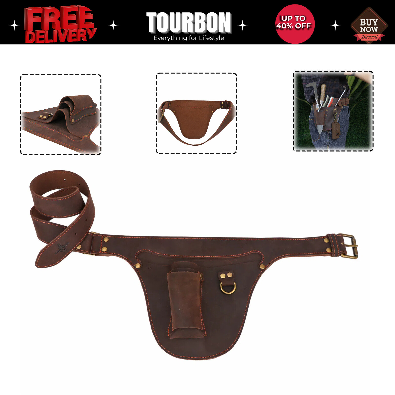 TOURBON Gardener Tool Florist Belt Bag Storage Pouch Electrician Plier Holster