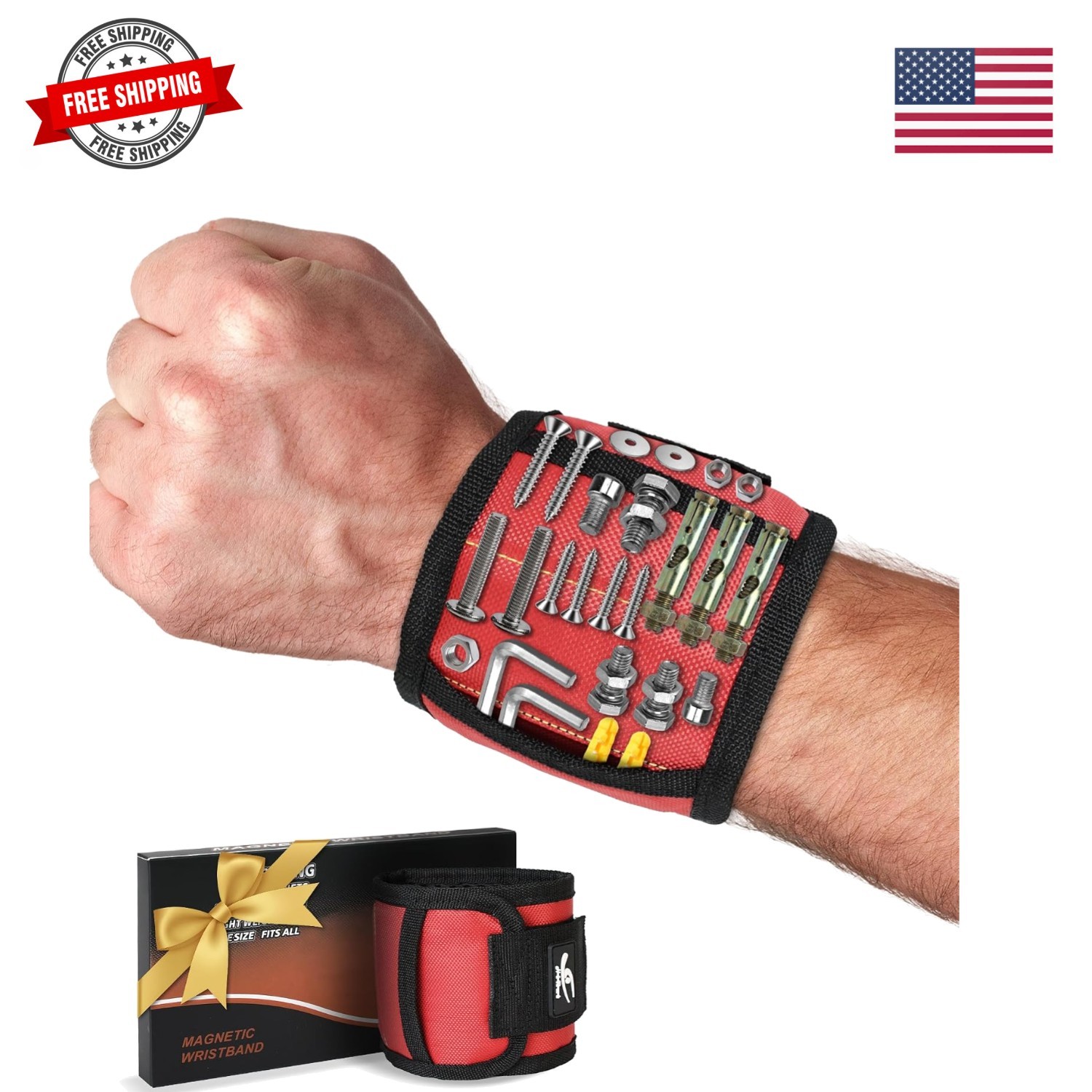 Magnetic Wristband for Tools – Ultra-Strong 15 Neodymium Magnets Hold Screws,…