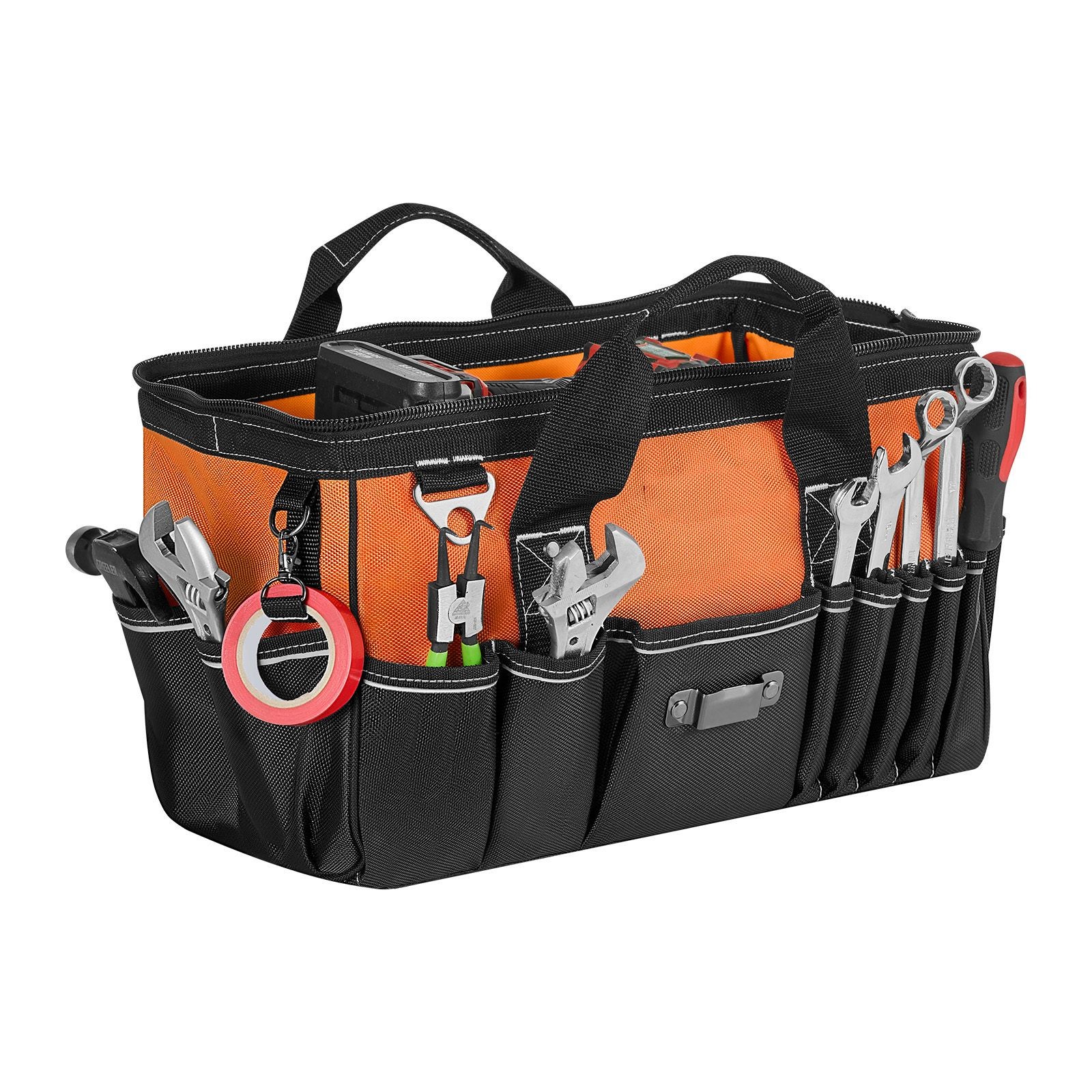 33 Pocket Tool Bag 15.7in 1680D Polyester Organizer with Power Tool Compartment