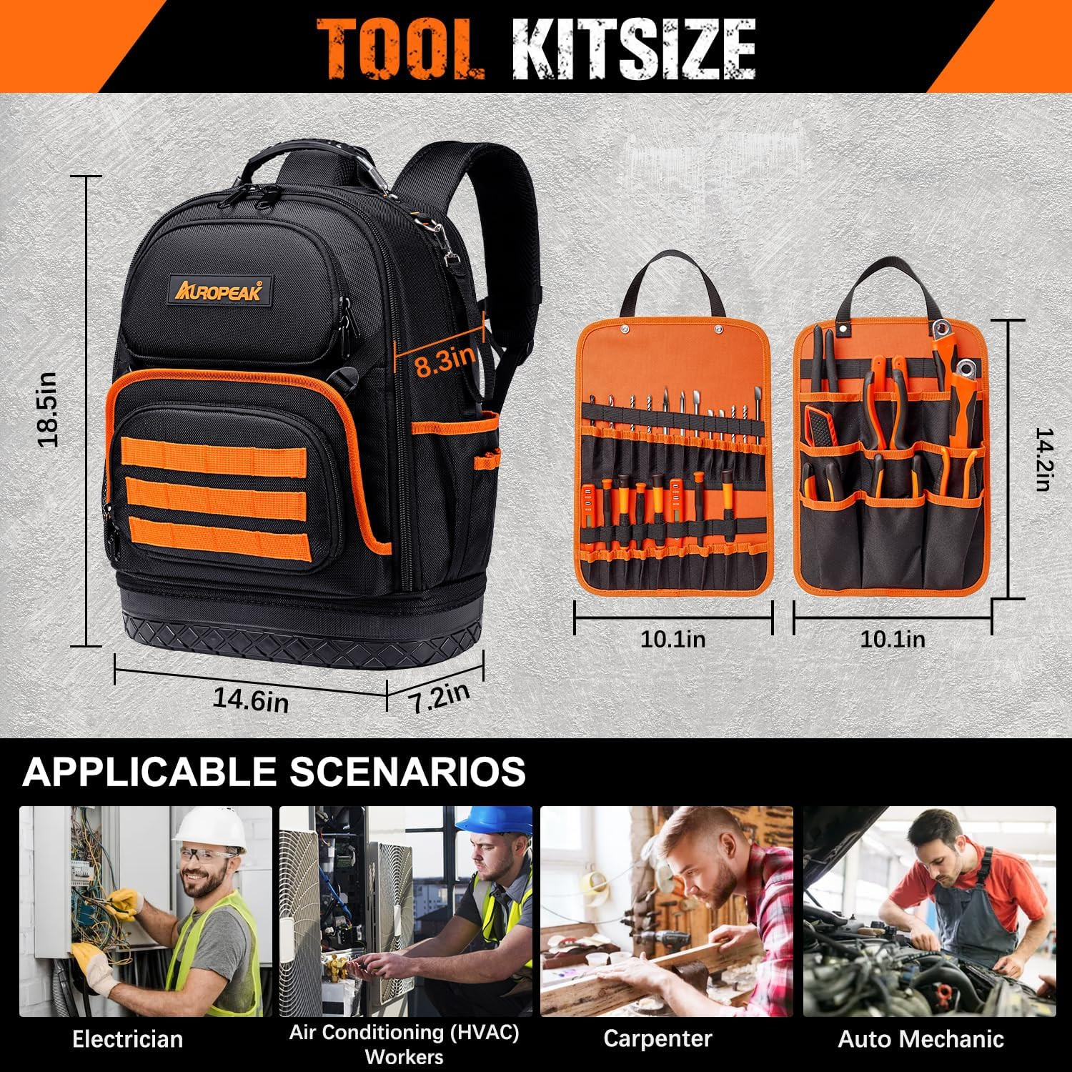 Tool Bag Backpack, 96-Pocket Tool Backpack Heavy Duty, Large Tool Backpack for M