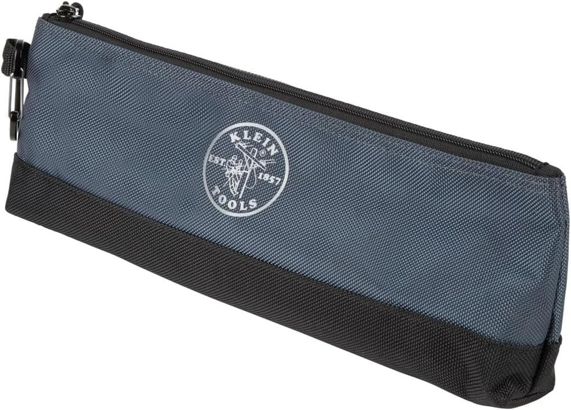 Klein Tools 55559 Stand-Up Zipper Bag Tool Pouch with Carabiners, 7-Inch Blue an