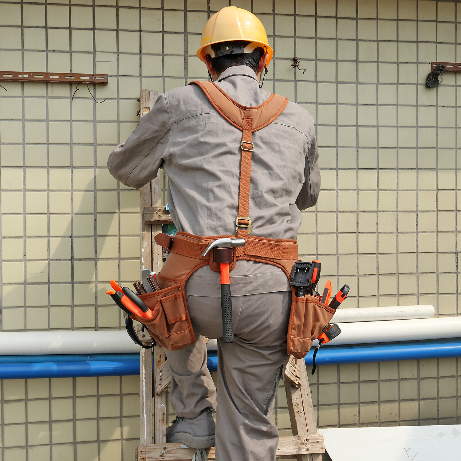 TOURBON Heavy Duty Workshop Tool Carry Suspender Bag Electrician Carpenter Pouch