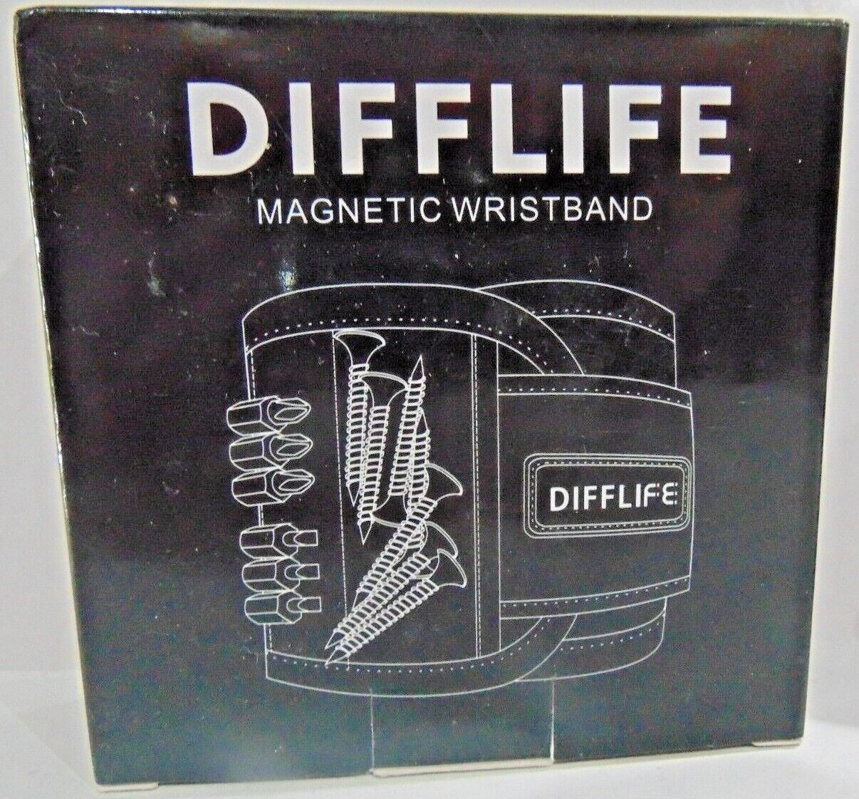 DIFFLIFE Magnetic Wristband Holds Sm. Metal Tools, Screws, Nails, Bolts (Black)