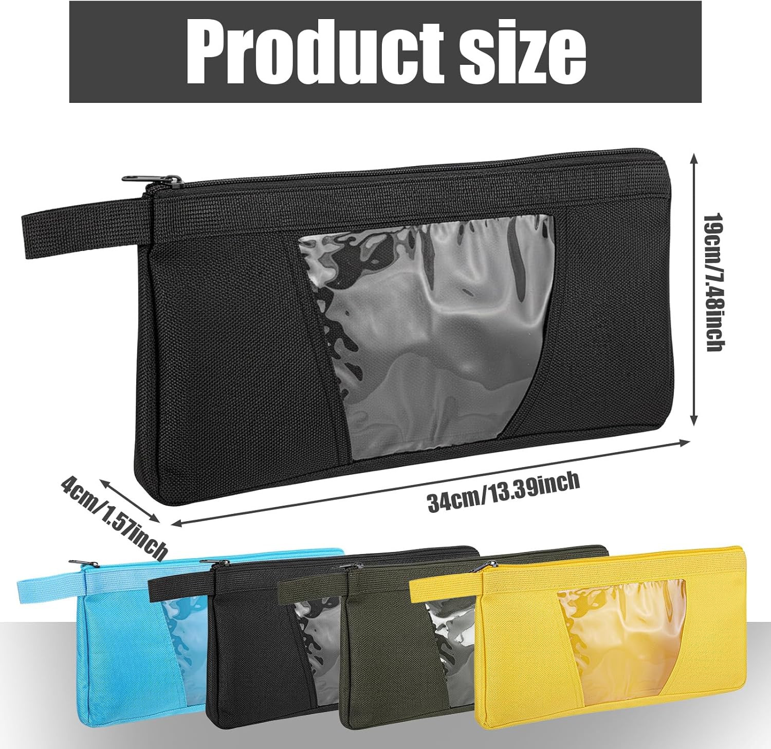 5 Pack Tool Pouch with Clear Window, 12inch Heavy Duty Canvas Tool Bag Organi…