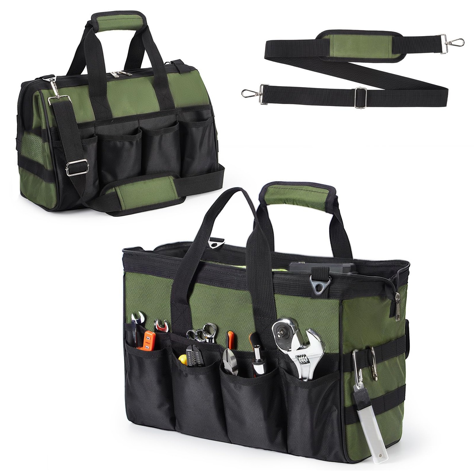 18 Inch Heavy Duty Tool Bag 16 Pocket Waterproof Oxford Organizer Electrician
