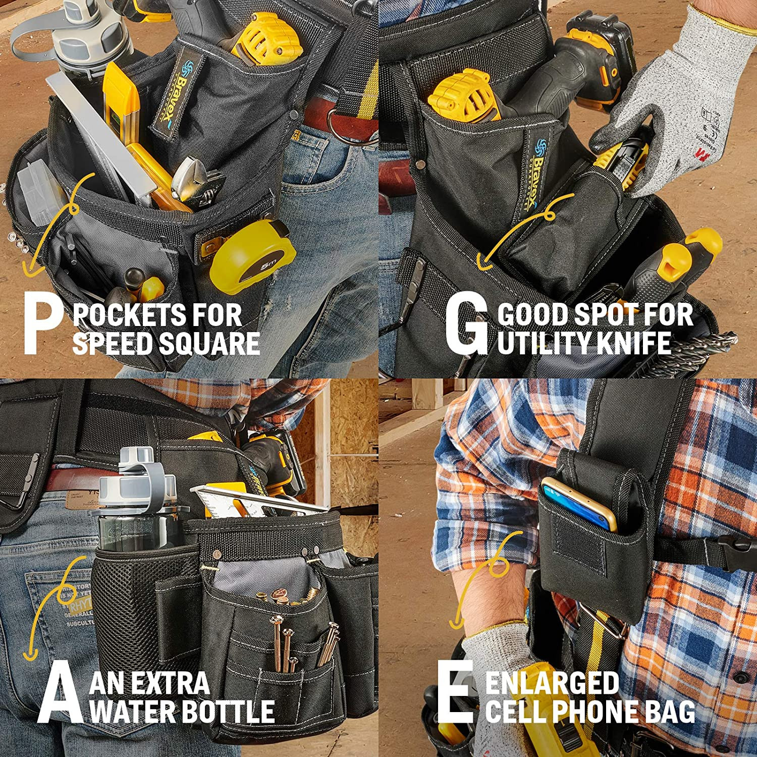 Tool Belt Suspenders Padded Carpenter Work Pocket Organizer Strap Pouch Holder