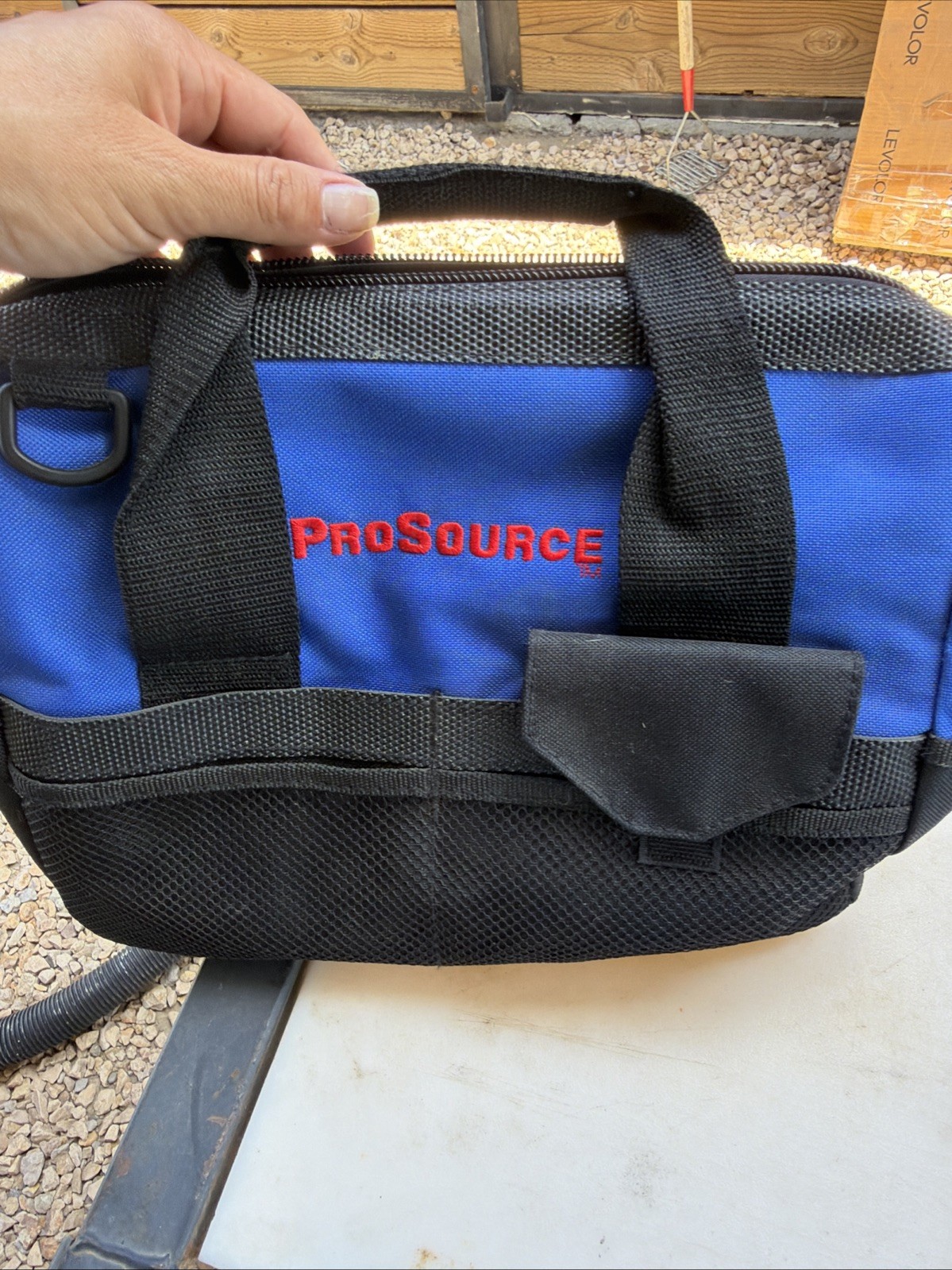 ProSource Wide-Mouth Tool Bag Multiple 16 Pockets Blue & Black 12x10x8