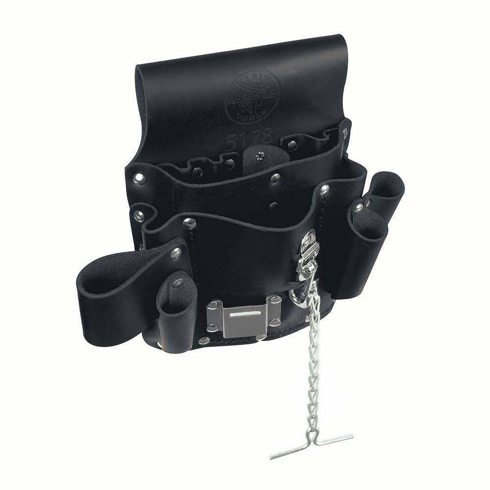 Klein Tools Leather Pocket Tool Pouch with Tunnel Loop Belt Connection Black