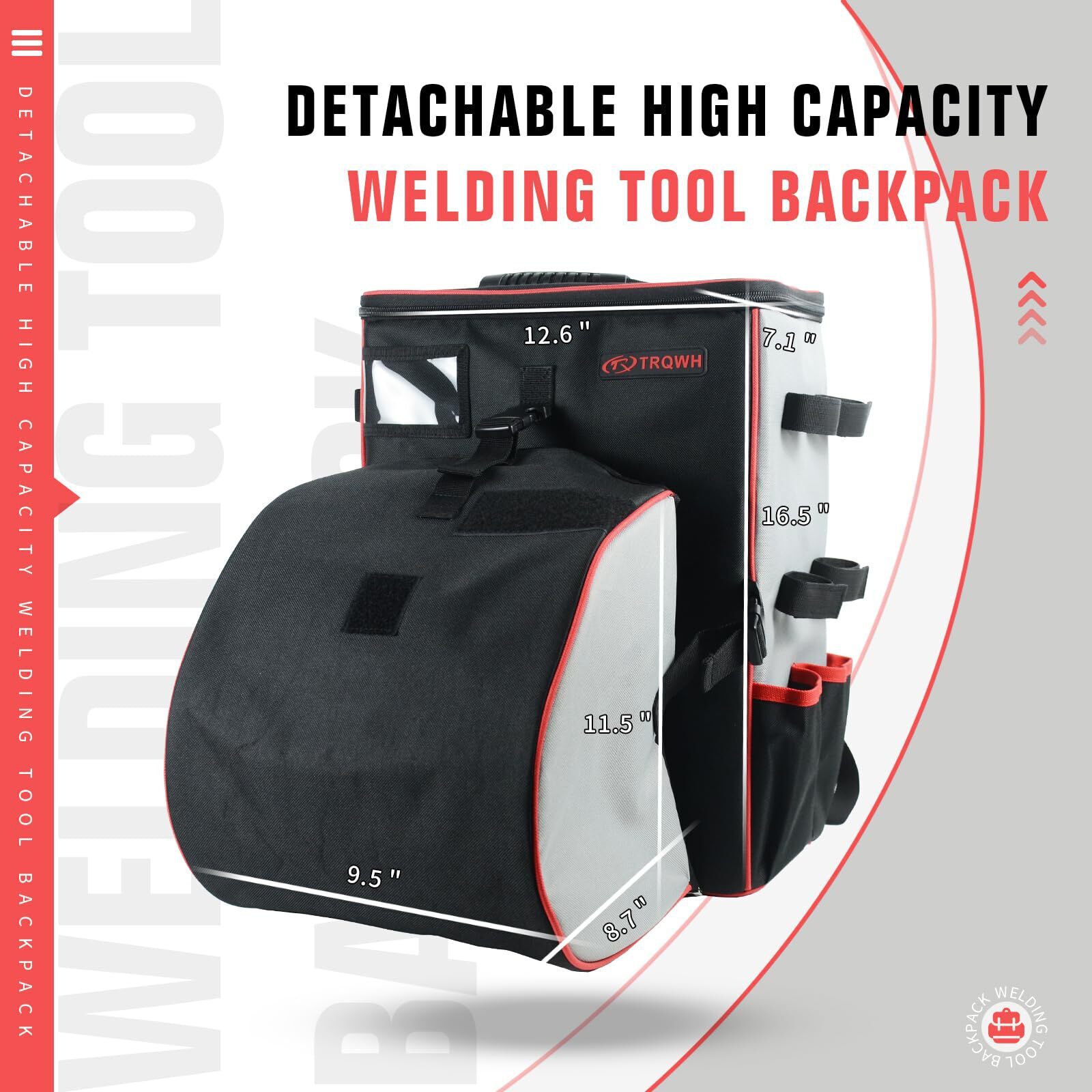 TRQWH Welder’s Backpack with Helmet Catch & Reinforced Bottom, Waterproof