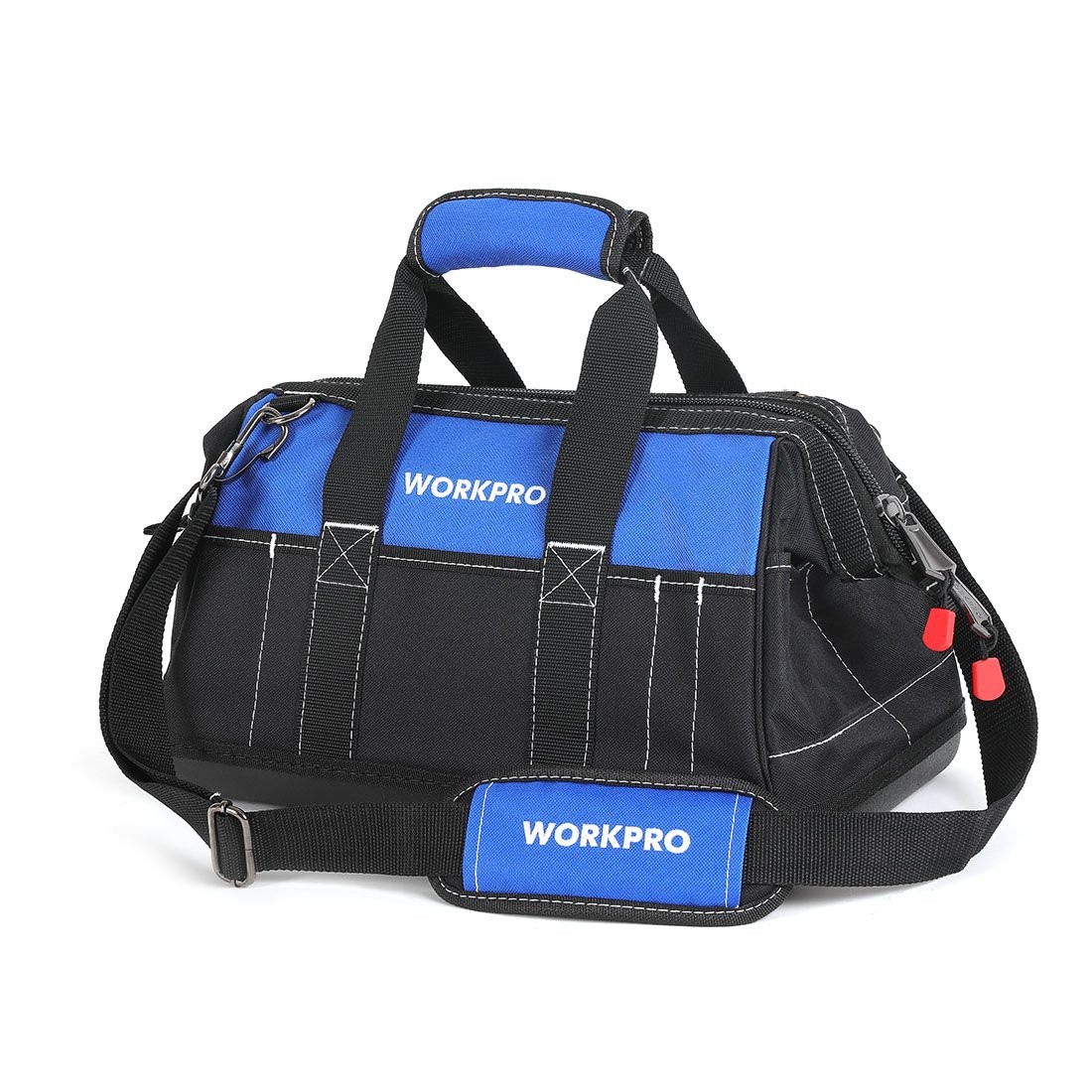 WORKPRO 16 inch Wide Mouth Tool Bag with Water Proof Molded Base Multi Pocket