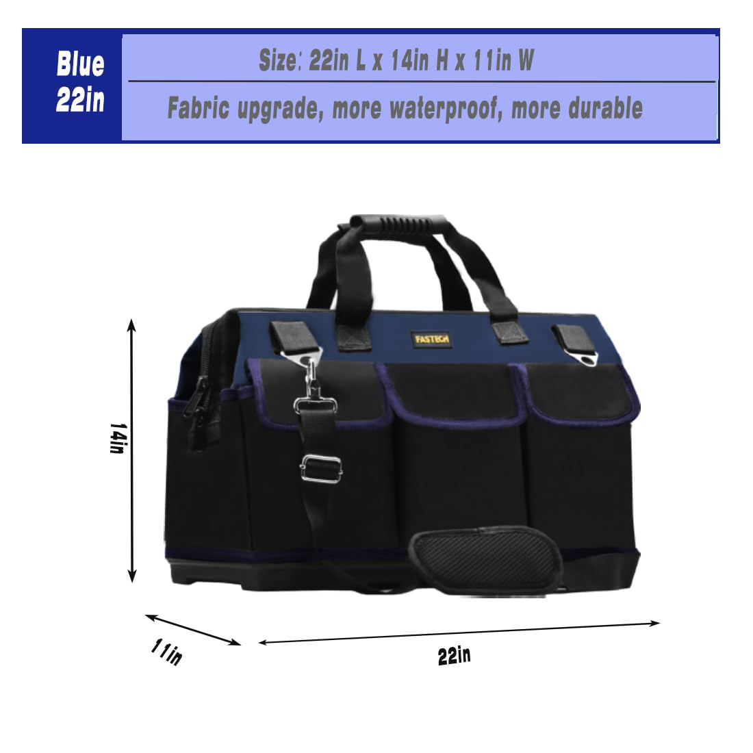 22in Heavy Duty Bottom Tool Bag With Wide Mouth For Tool Storage, Carrier and…