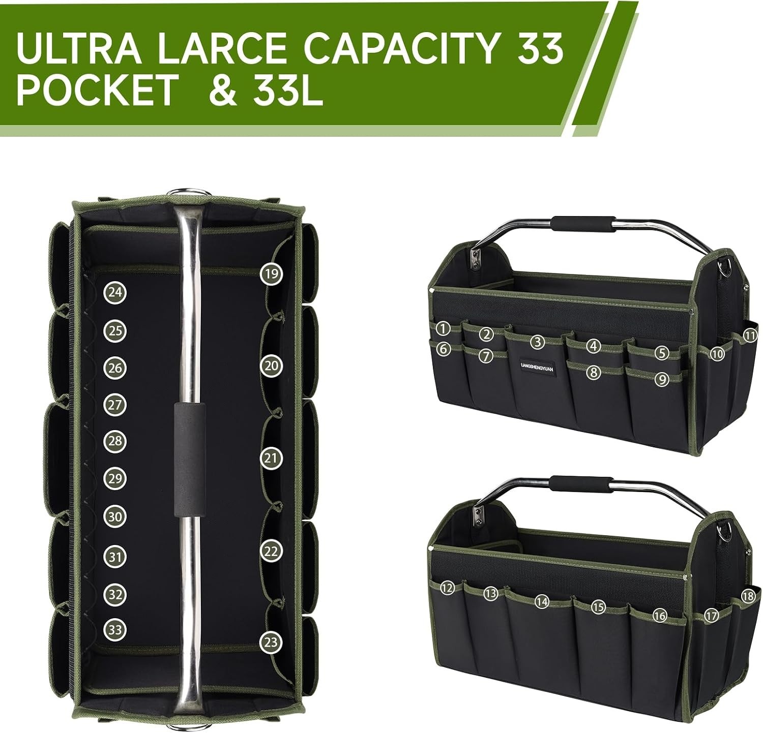 20In Electrician Tool Bag, Foldable Bags For Men Heavy Duty, Open Top Tool To…