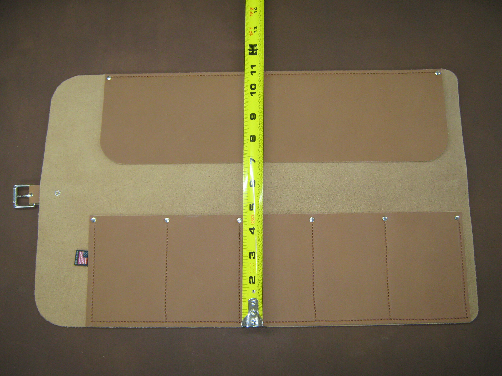 5 POCKET LEATHER TOOL ROLL HOLDER POUCH PLIERS. MADE IN USA.