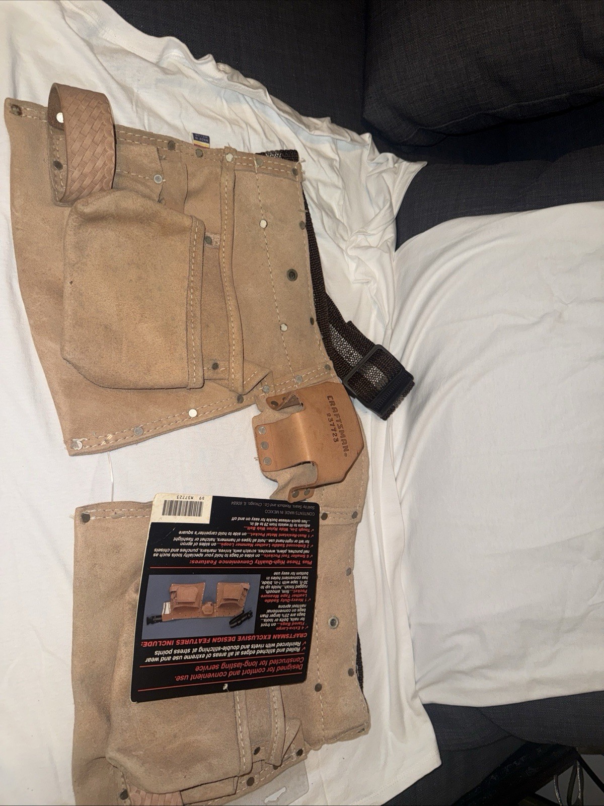 Craftsman Carpenters Heavy Cowhide suede 937723 Tool Belt Work Construction