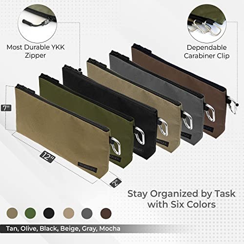 Multipurpose Heavy-Duty Tool Pouch Zipper Bag – 12″ Flat Bottom Storage (6 Pack)