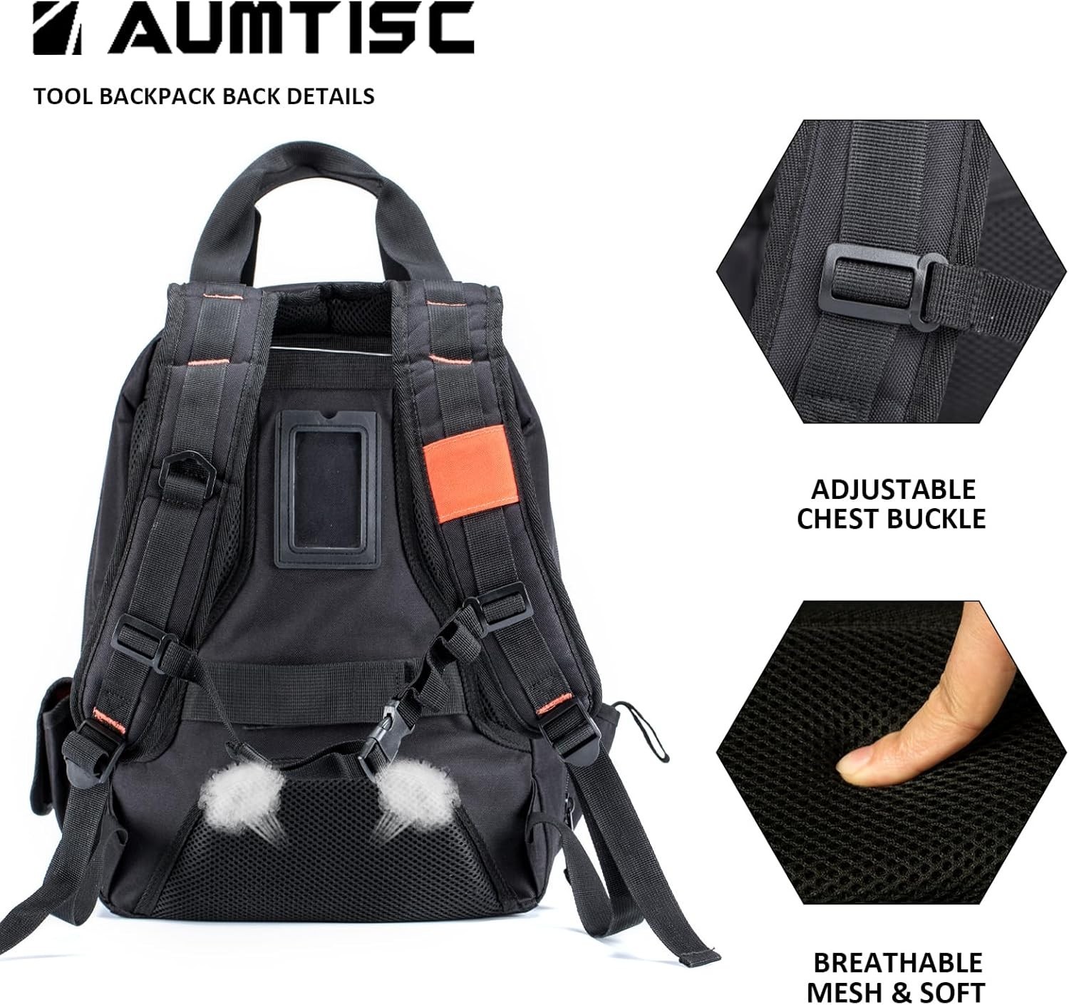Water-Resistant Tool Organizer Backpack with Adjustable Strap & 49 Pockets