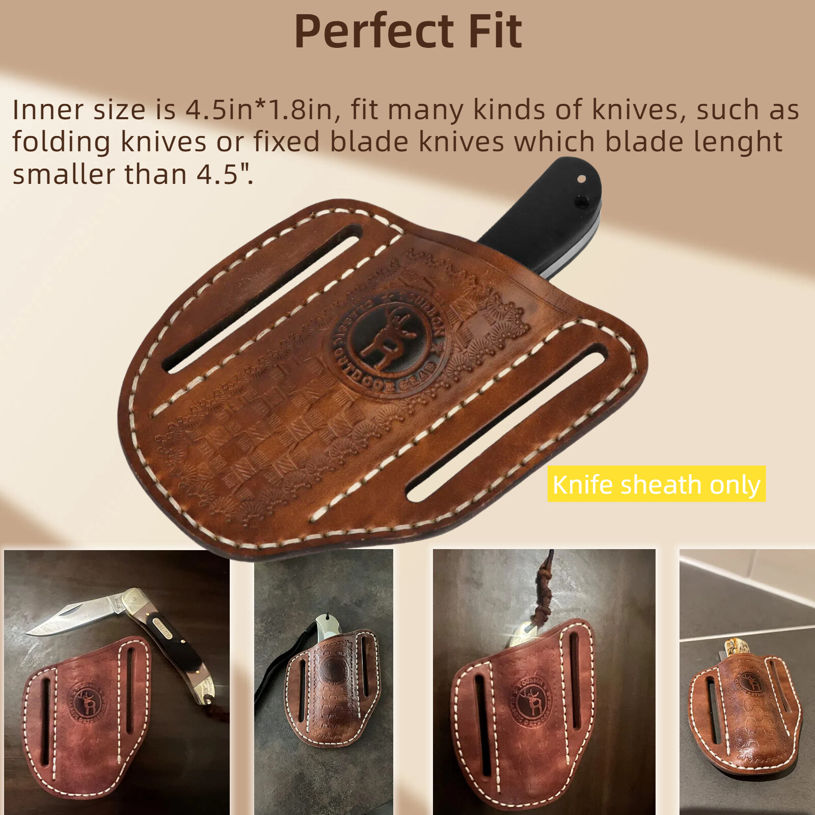 Leather Folding Knife Sheath Belt Pouch EDC Pocket Tool Holder Camping-Clearance
