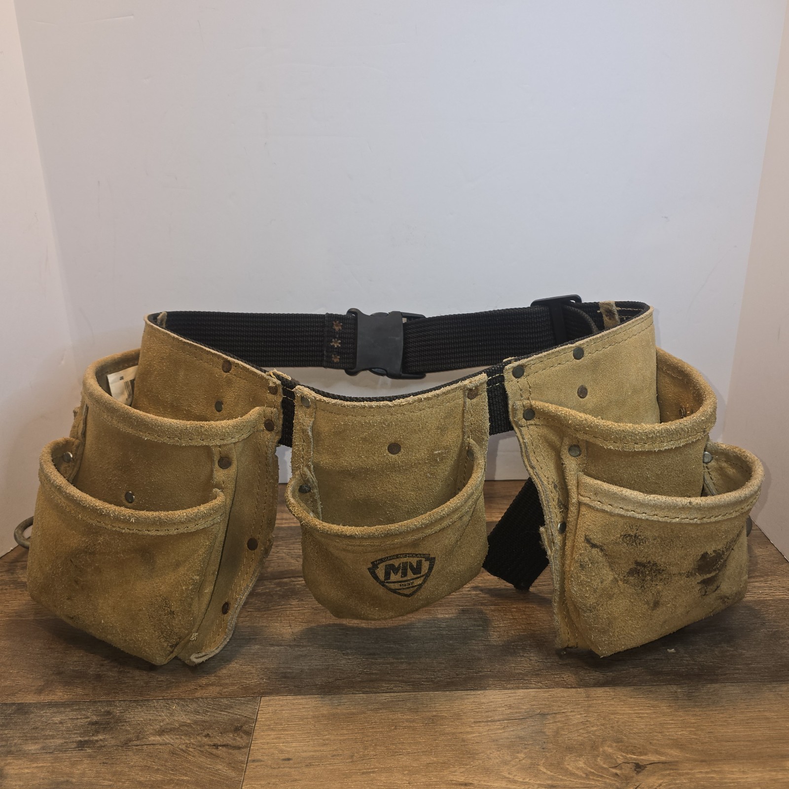 Vintage McGuire-Nicholas Heavy Duty Suede Leather Tool Belt Rig Pockets & Loops