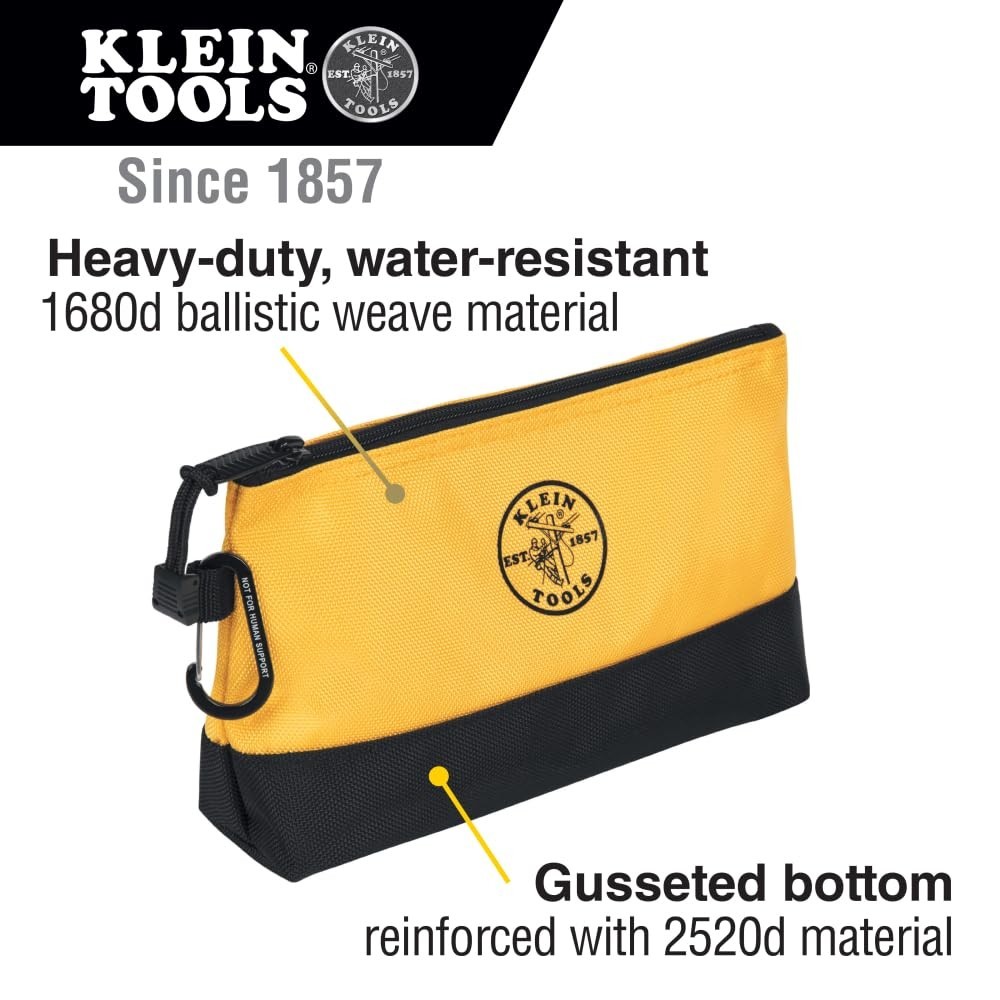 Stand-Up Zipper Tool Pouch 5-Pack with Carabiners, Water Resistant, Reinforced B
