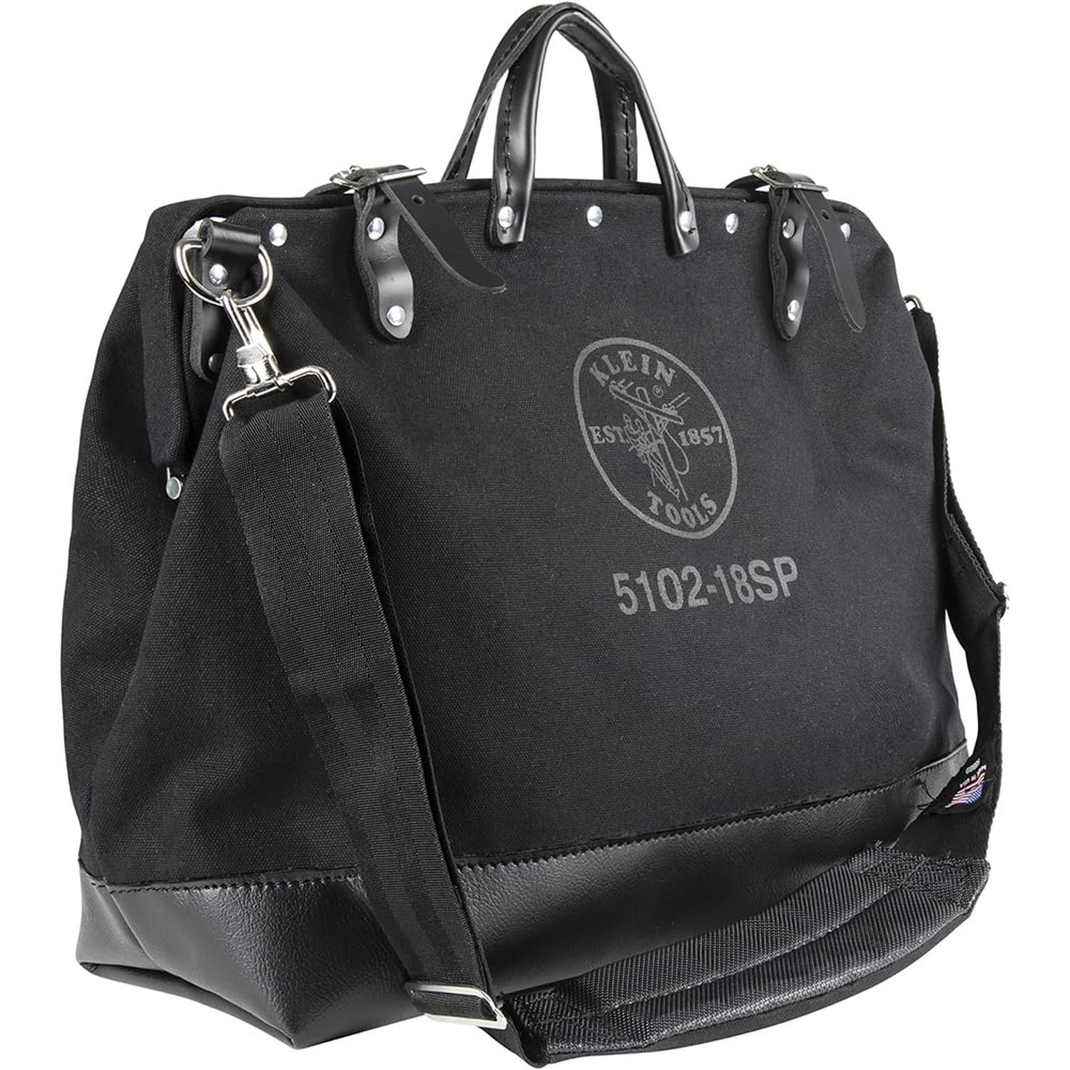 Klein Tools 510218SPBLK Tool Bag, Large 18-Inch Deluxe Canvas Tool Bag and Or…