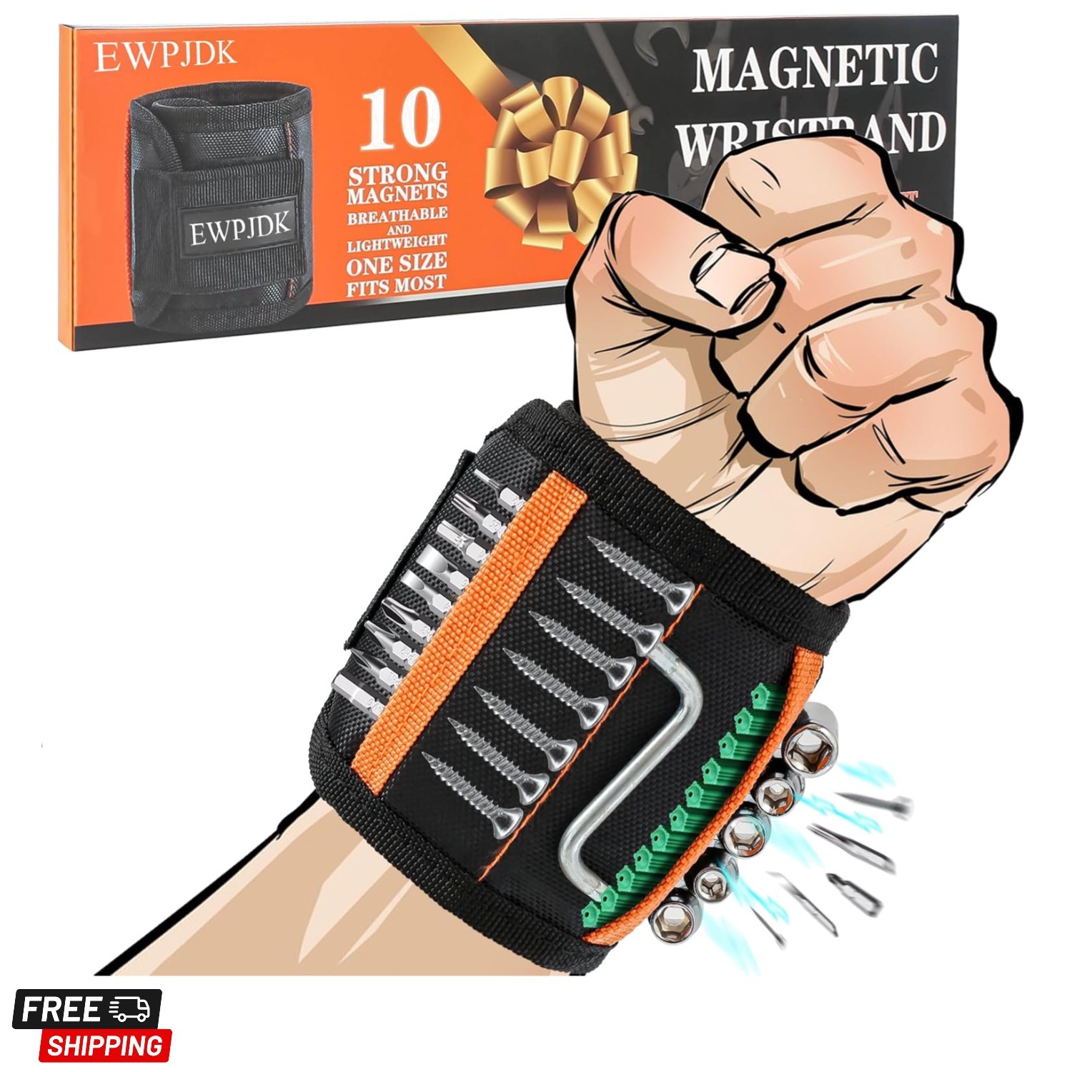 Magnetic Wristband for Holding Screws, Drilling Bits, Nails, Stocking Stuffer…