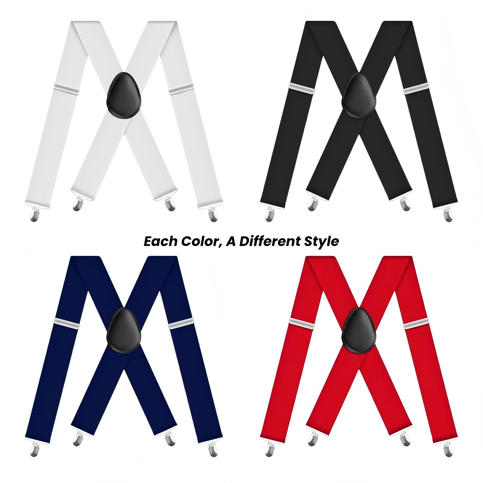 WOXVM Mens Suspenders 2 Inch Wide X-Back Braces with 4 Strong Large, Black