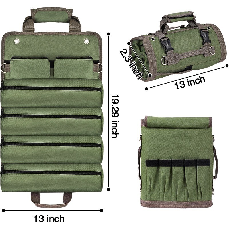 Nylon Tool Roll Up Bag Tool Organizer Wrench Roll Storage Pouch Portable