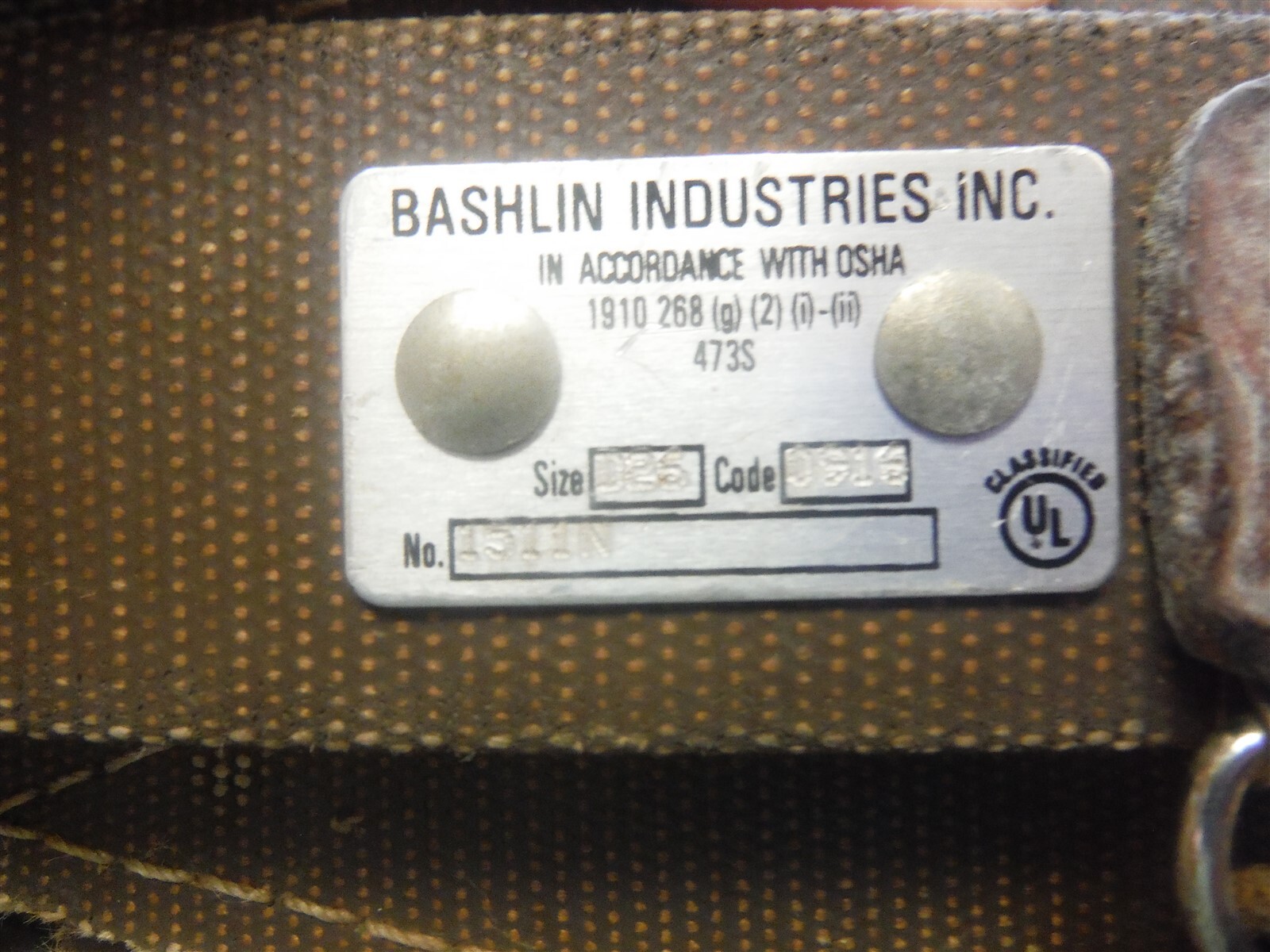 Bashlin Linesman belt 1511n size D26 good cond. Belt only No pole strap * BW9