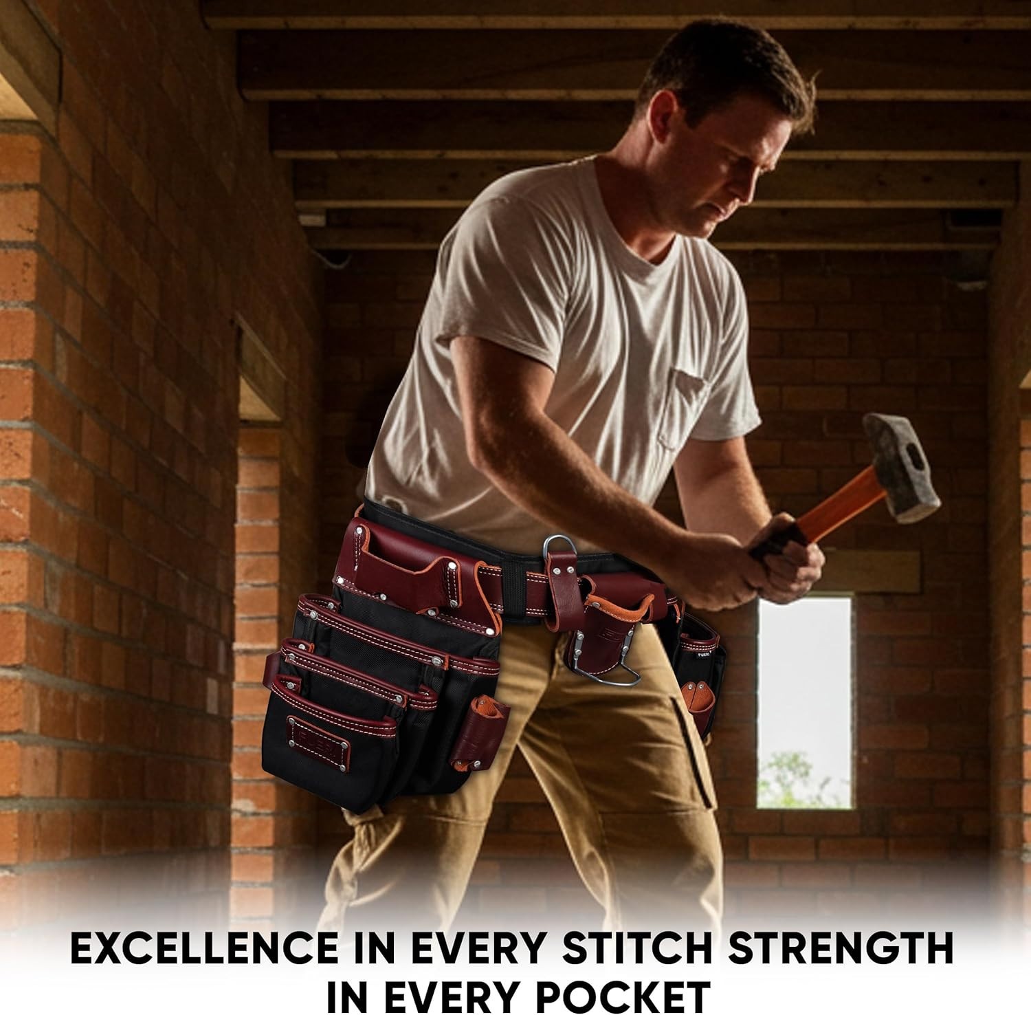 FUERI Professional Tool Belt with Bags Pouches for Men