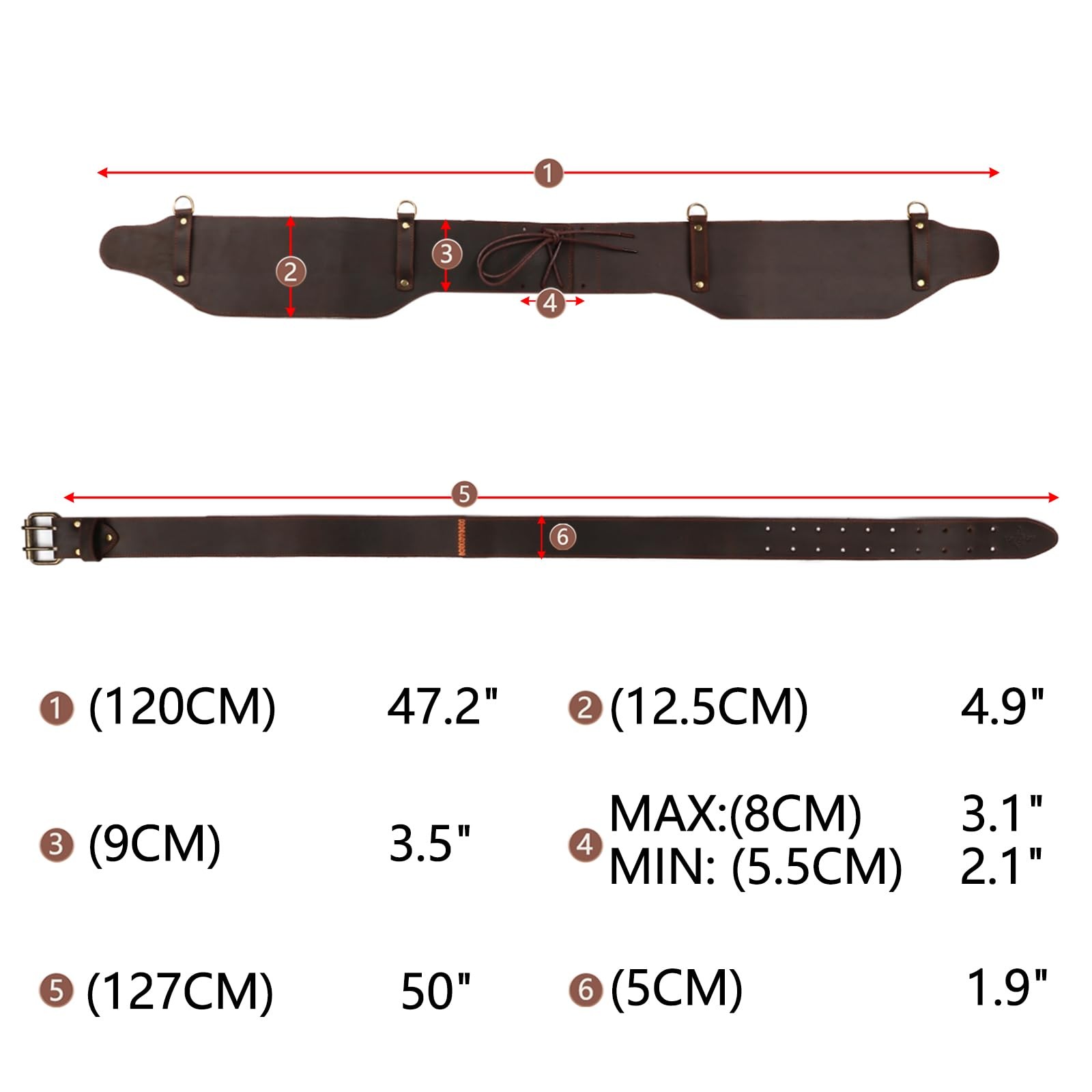 Leather Tool Belt with Suspenders, Padded Electrician Carpenter Work Belt