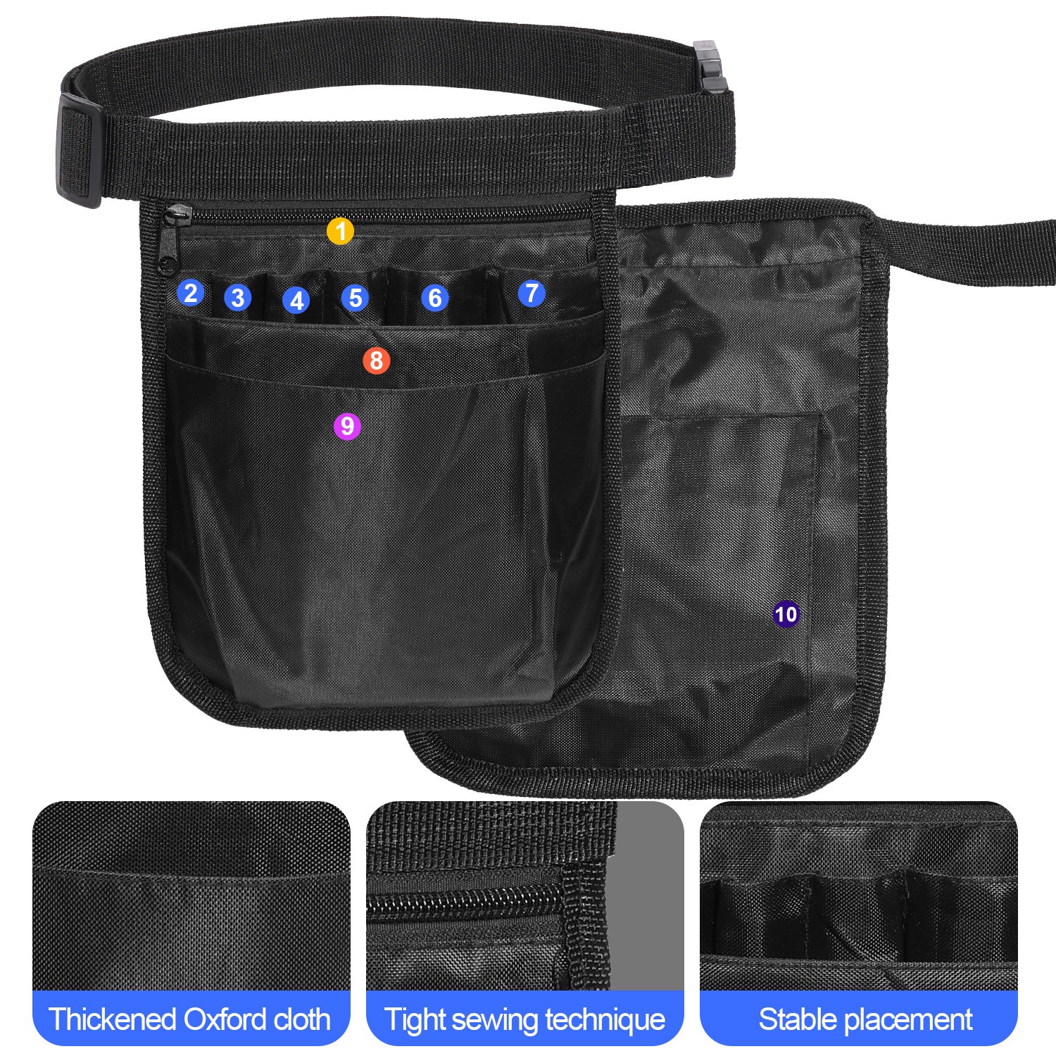 Multi-Pocket Tool Pouch Utility Organizer Pouch Waist Bag for Tools Belt Clip