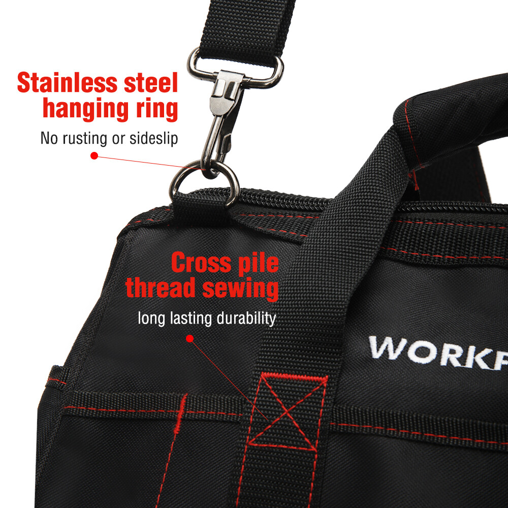 WORKPRO 16-inch Close Top Wide Mouth Tool Storage Bag Water Proof Rubber Base