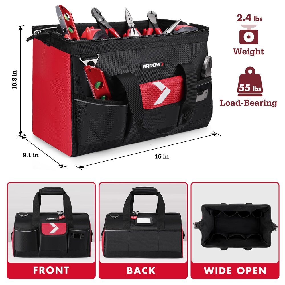 ARROW 16″ Tool Bag Organizer Large Capacity with 13 Pockets for Men Heavy Duty