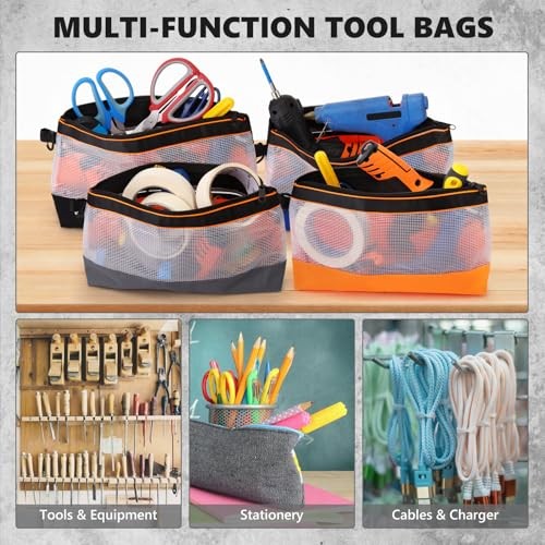 16 Pcs Zipper Clear Tool Bag Bulk Small Tool Bag, Heavy Duty Clear 11.8 Inch