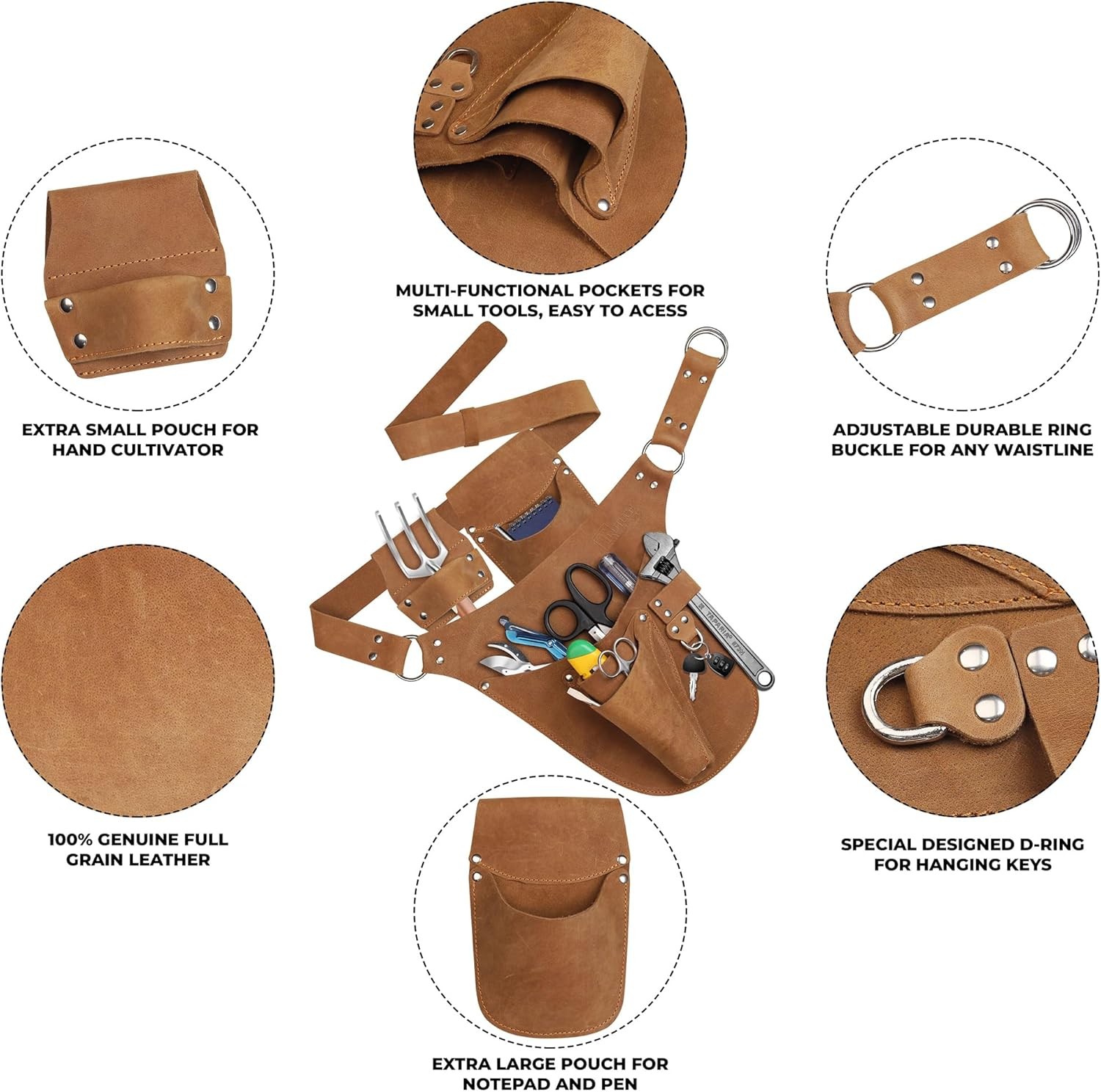 Gardener Tool Belt Pouch Leather Holster Organizer