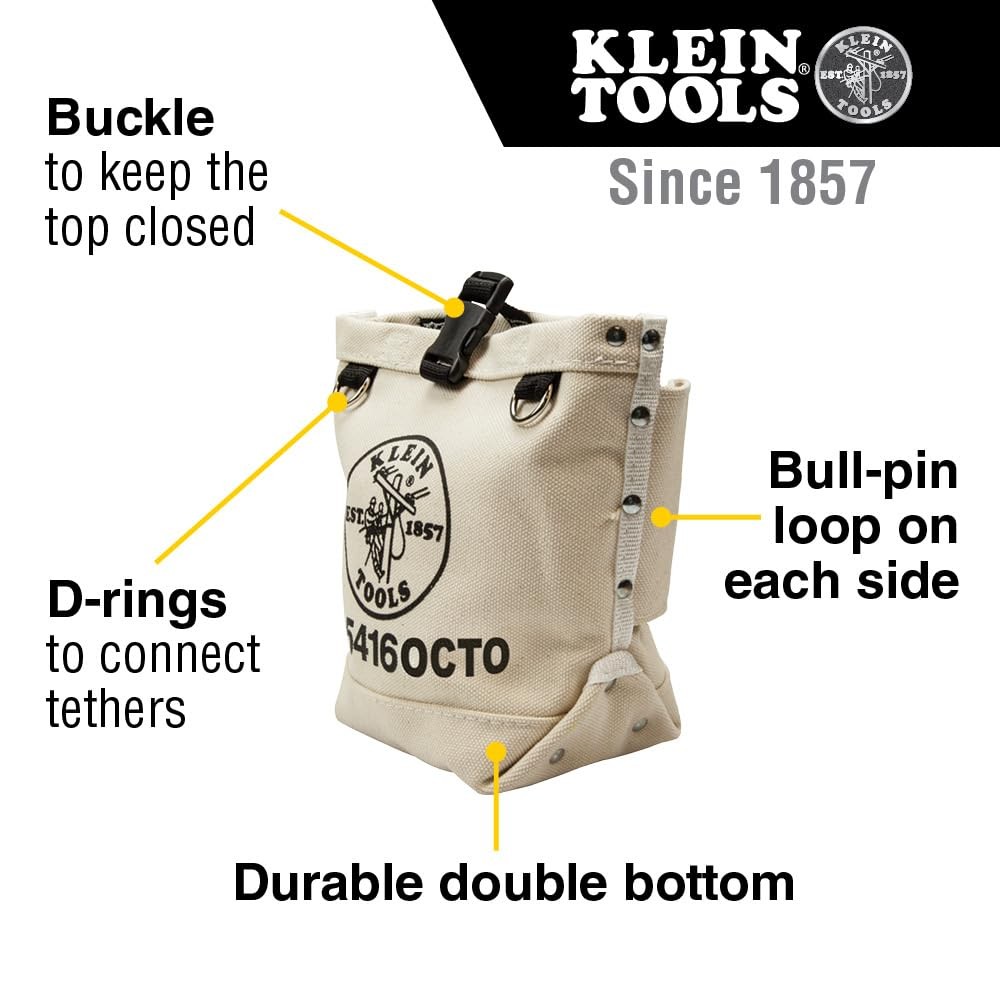 Klein Tools 5416OCTO Tool Bag, Bull-Pin and Bolt Pouch, No. 4 Canvas white