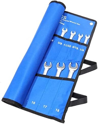 20 Pockets Metric & SAE Wrench Tool Roll Up Pouch Utility Heavy Duty Canvas Tool